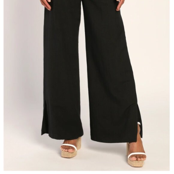 LULUS Women's Jet Stream Black High-Waisted Wide-Leg Pants - Medium - Picture 2 of 8